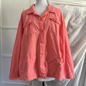 Vintage Plus Size 3XL Appagallo Woman Utility Jacket Pink Cotton Canvas Coat